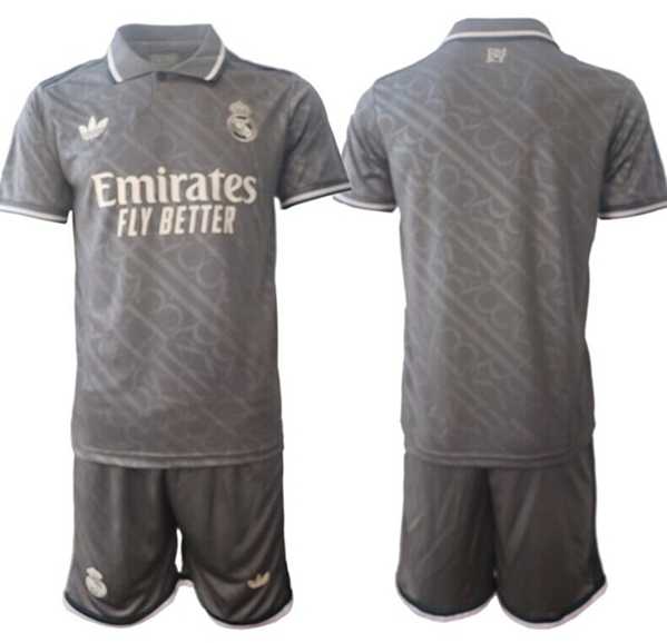 Mens Real Madrid Custom 24-25 Gray Third Soccer Jersey Suit